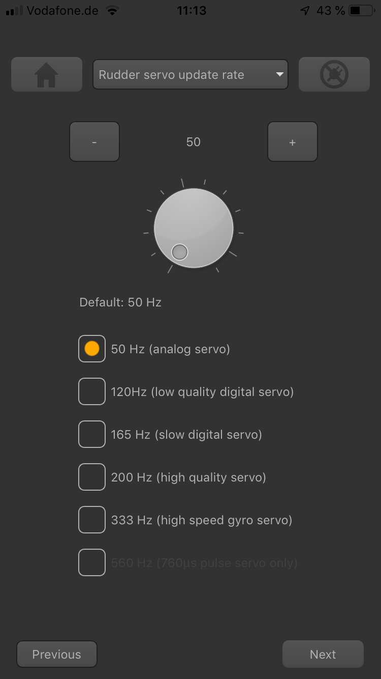 SETUP MENU D Rudder servo frequency BEASTX Wiki